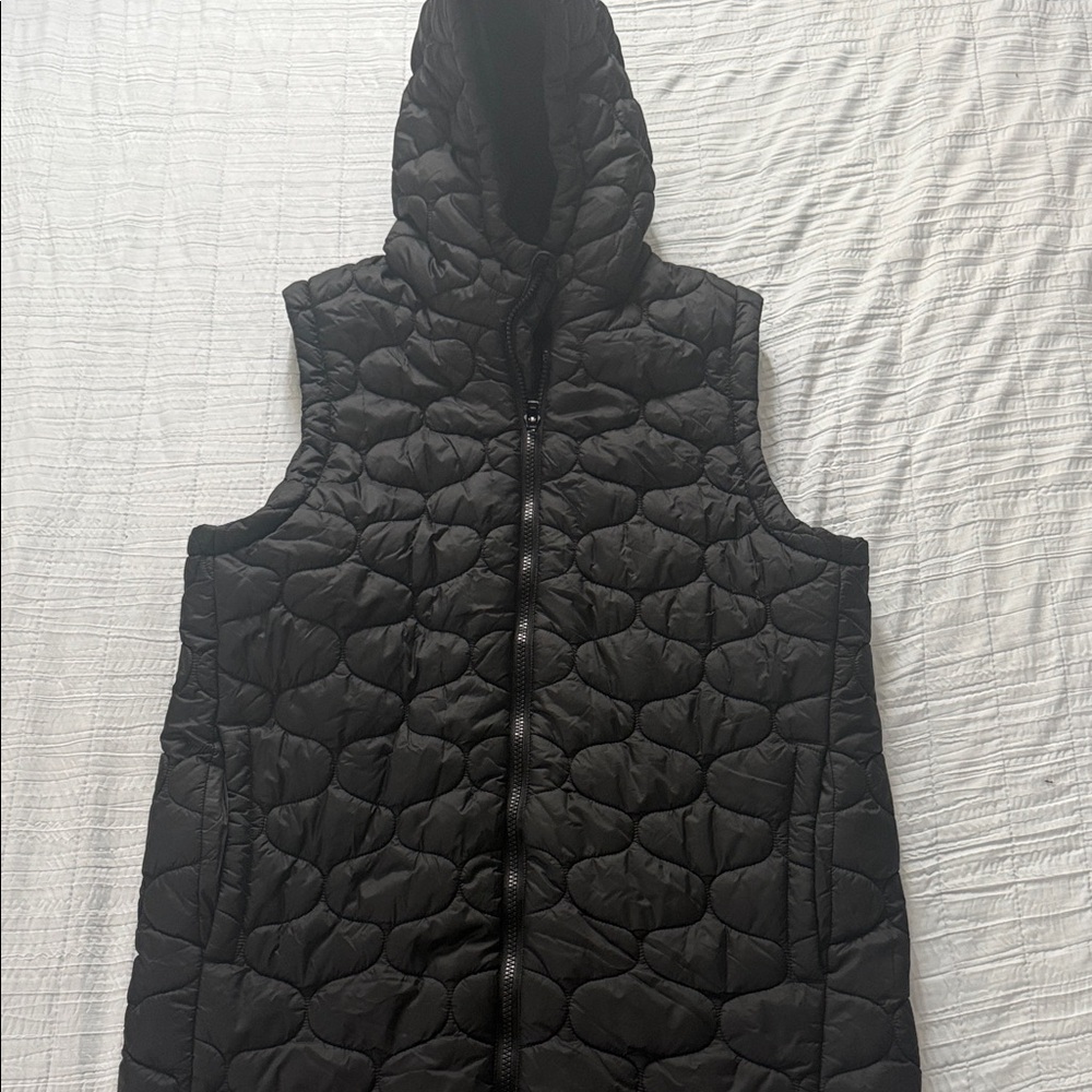 DSG Black Quilted Hooded Puffer Vest with Label